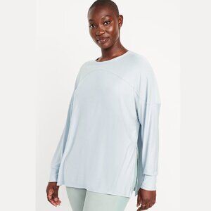 Old Navy CloudMotion Tunic Long Sleeve Top Slit Bottom Cloud Cover (L) NWOT